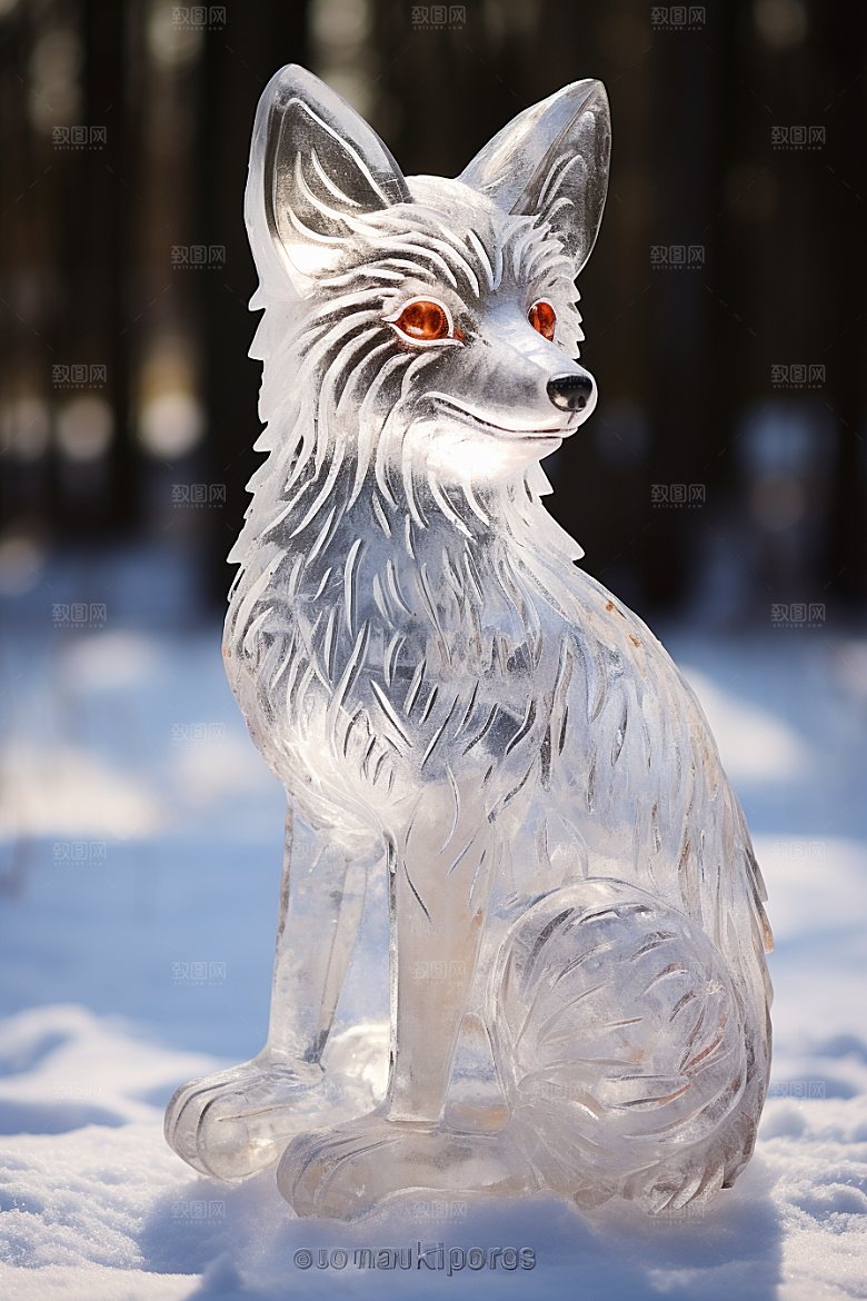 冰雕动物冰雪雕塑艺术冰雕摄影图