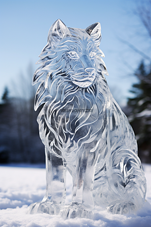冰雕动物冰雪大世界冰雪雕塑摄影图