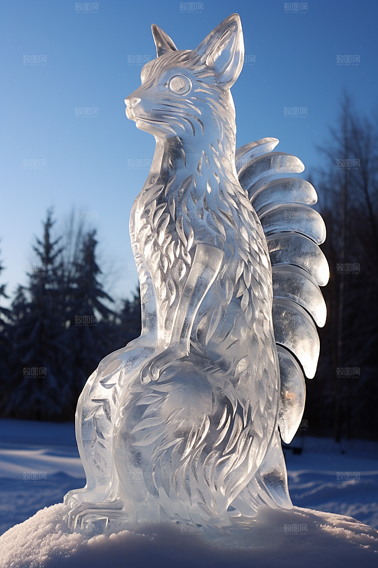 冰雕动物旅游冰雪大世界摄影图