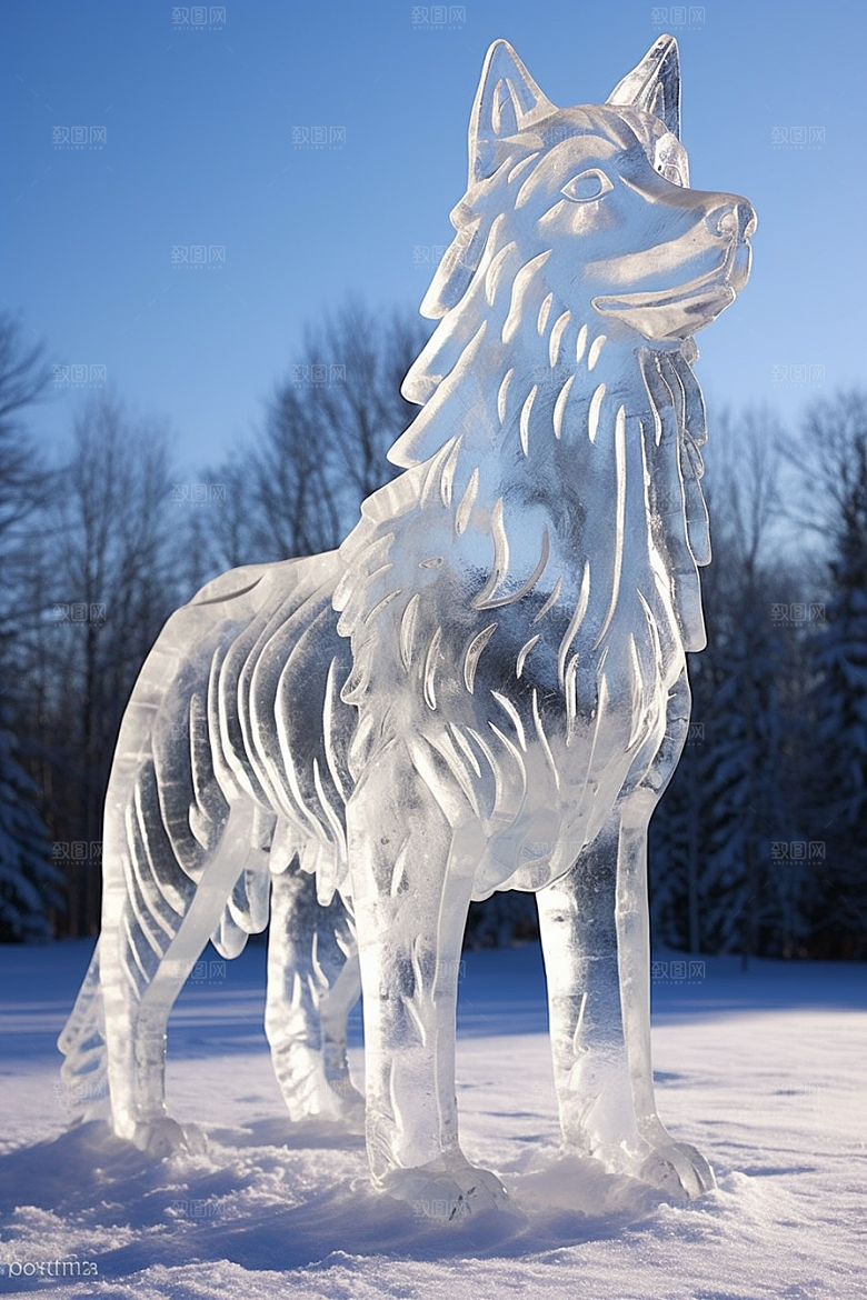冰雕动物哈尔滨冰雪大世界摄影图