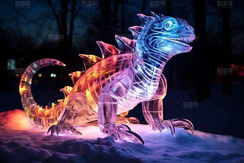 冰雕动物冰雪大世界高清摄影图