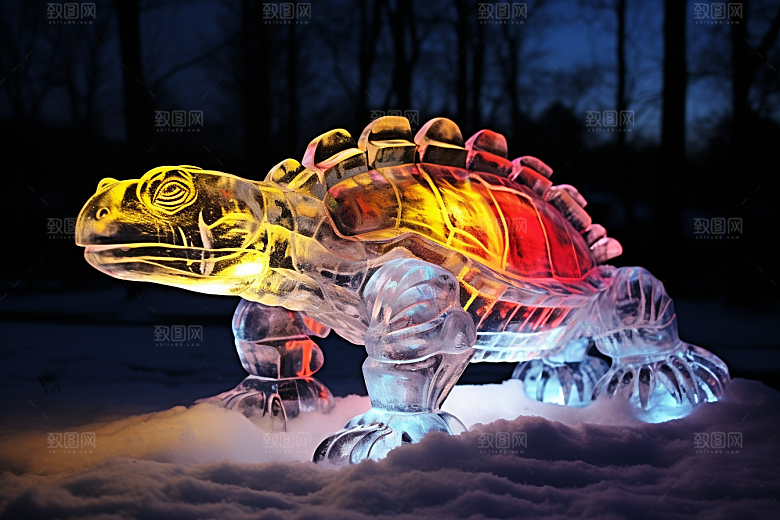 冰雕动物旅游冰雪大世界摄影图