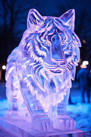 冰雕动物哈尔滨冰雪雕塑摄影图