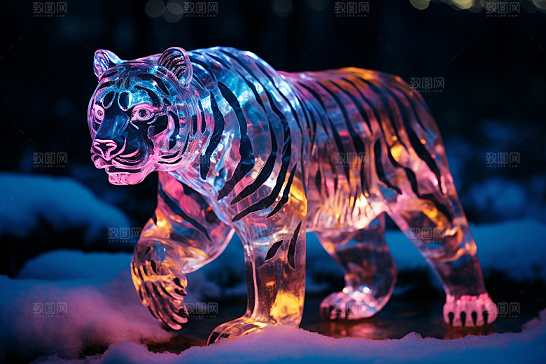 冰雕动物冰雪大世界哈尔滨摄影图