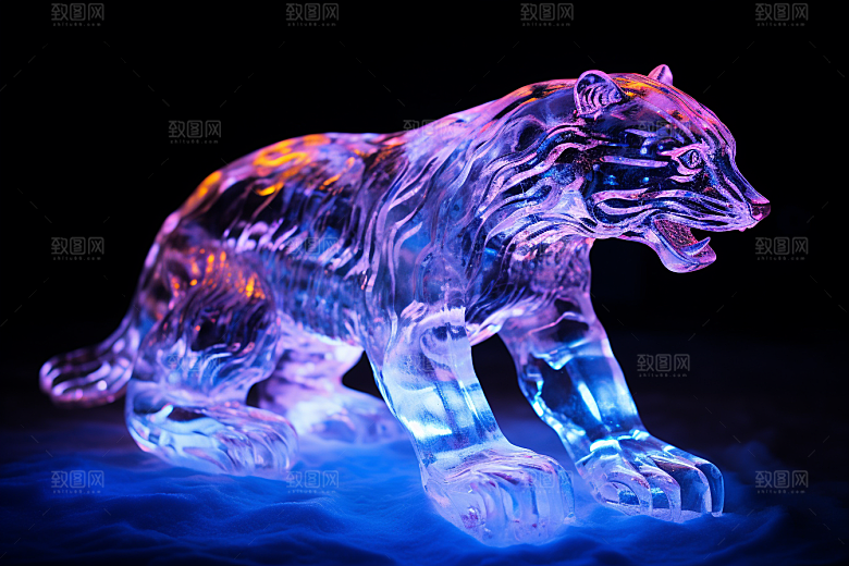 冰雕动物艺术冰雕冰雪大世界摄影图