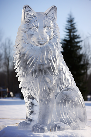 冰雕动物冰雪雕塑高清摄影图