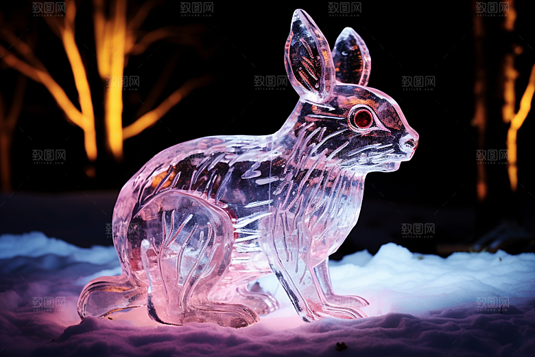 冰雕动物冰雪雕塑哈尔滨摄影图