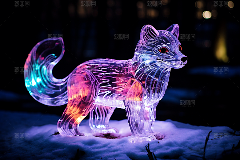 冰雕动物艺术冰雕冰雪大世界摄影图