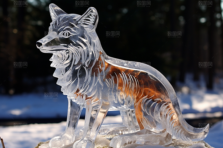 冰雕动物哈尔滨冰雪大世界摄影图