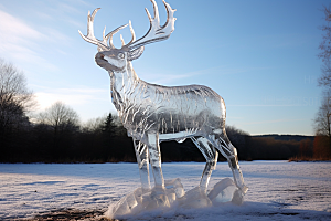 冰雕动物旅游冰雪雕塑摄影图