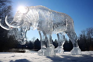 冰雕动物冰雪雕塑艺术冰雕摄影图