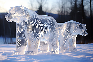 冰雕动物东北冰雪大世界摄影图