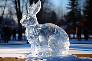 冰雕动物艺术冰雕冰雪大世界摄影图