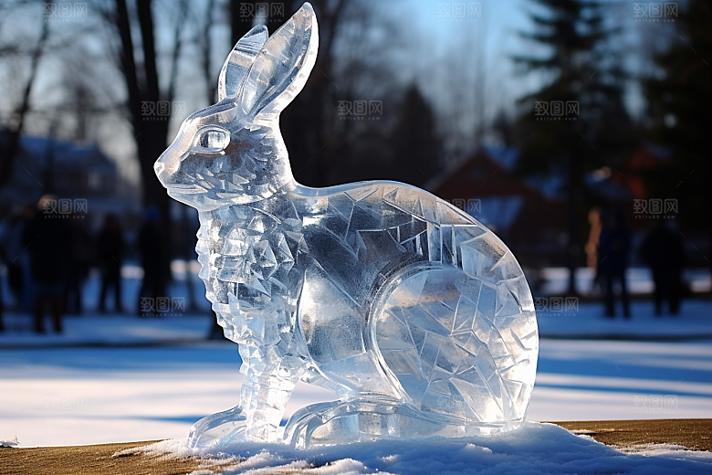 冰雕动物艺术冰雕冰雪大世界摄影图