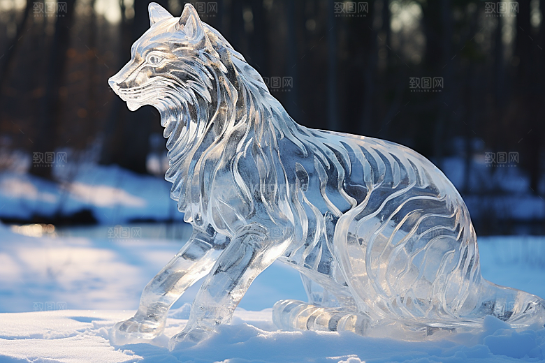 冰雕动物冰雪雕塑冰雪大世界摄影图