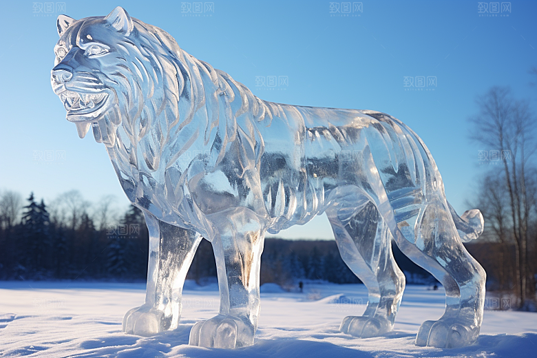 冰雕动物冰雪雕塑艺术冰雕摄影图