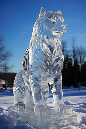 冰雕动物冰雪雕塑哈尔滨摄影图