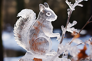 冰雕动物艺术冰雕冰雪雕塑摄影图