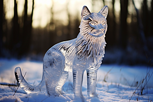 冰雕动物冰雪雕塑艺术冰雕摄影图