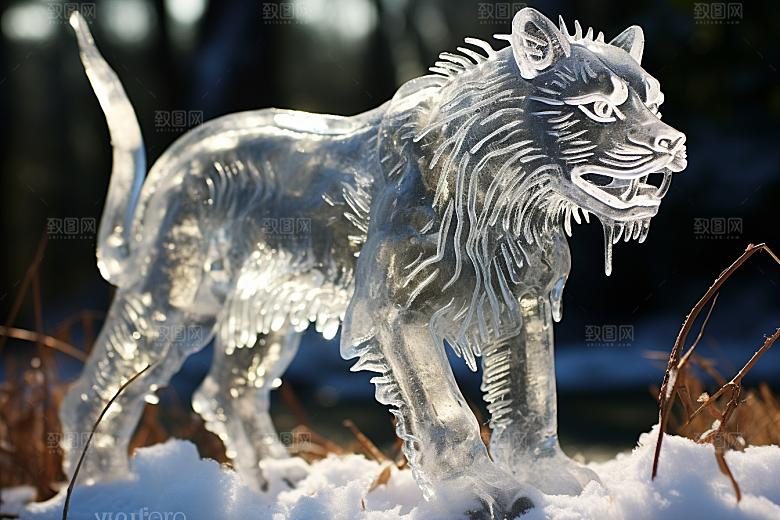 冰雕动物哈尔滨冰雪雕塑摄影图