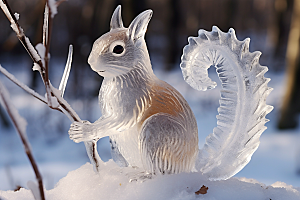 冰雕动物旅游艺术冰雕摄影图