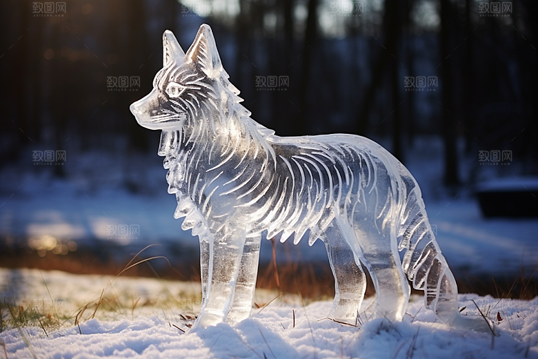 冰雕动物艺术冰雕冰雪雕塑摄影图