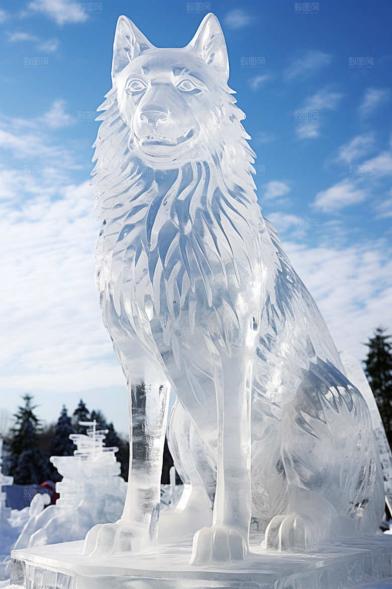 冰雕动物冰雪大世界哈尔滨摄影图