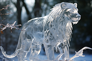 冰雕动物哈尔滨旅游摄影图