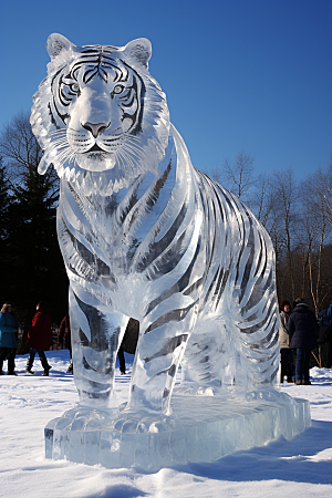冰雕动物冰雪雕塑哈尔滨摄影图