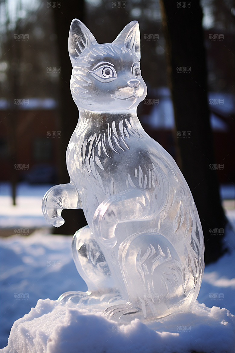 冰雕动物冰雪雕塑冰雪大世界摄影图