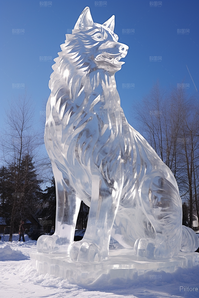 冰雕动物冰雪大世界旅游摄影图