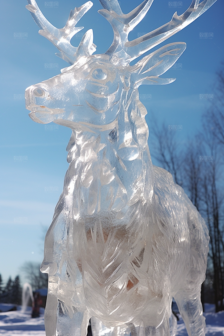冰雕动物冰雪雕塑哈尔滨摄影图