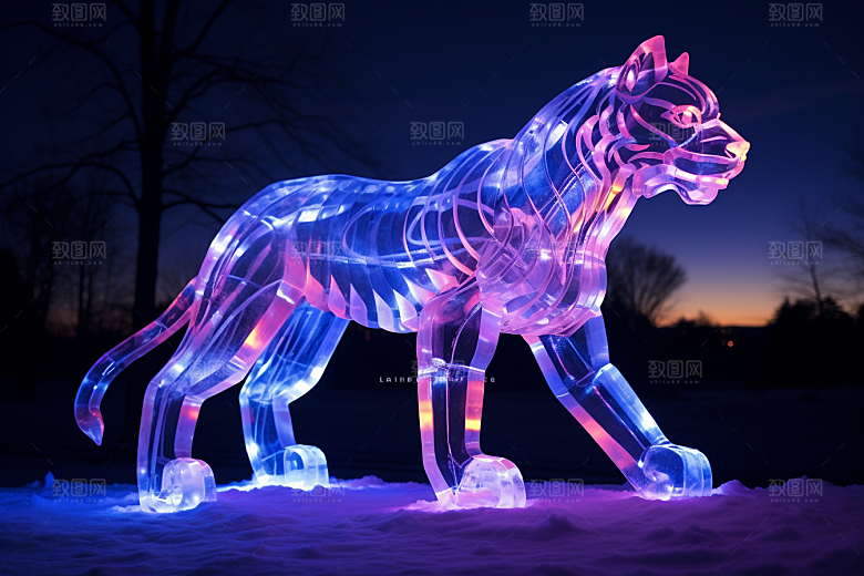 冰雕动物旅游冰雪大世界摄影图