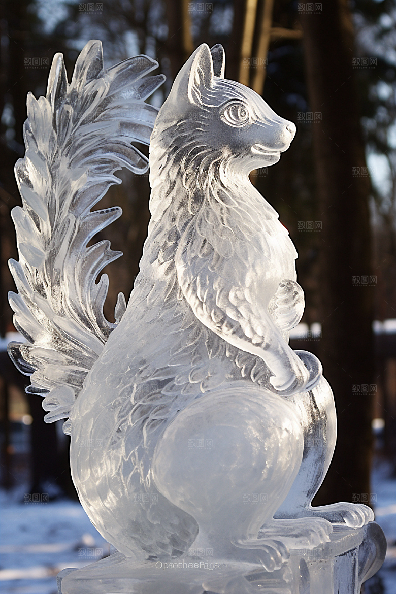 冰雕动物冰雪雕塑艺术冰雕摄影图