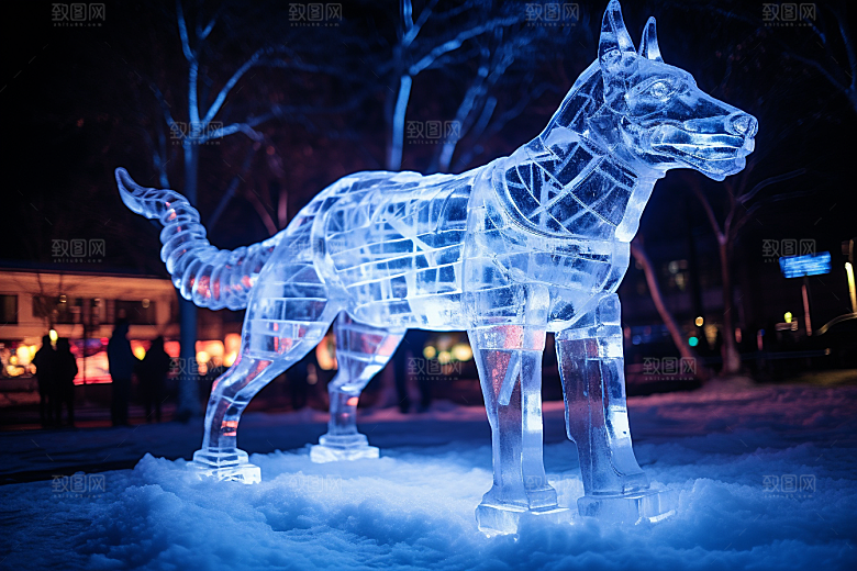 冰雕动物哈尔滨冰雪大世界摄影图
