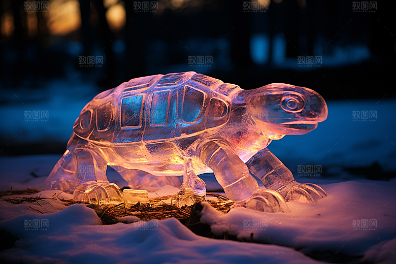 冰雕动物冰雪雕塑哈尔滨摄影图