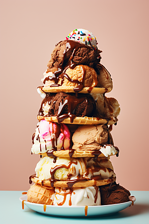 冰淇淋甜筒消暑素材