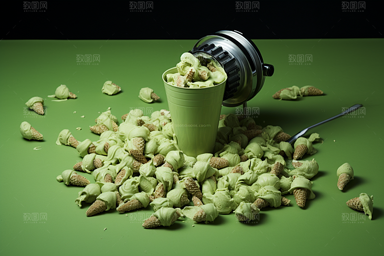 冰淇淋新地美食素材