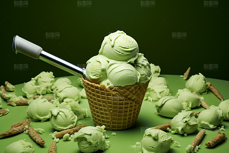 冰淇淋新地美食素材