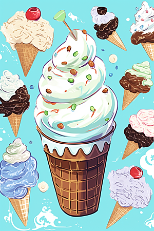 冰淇淋艺术手账贴纸