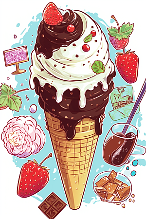 冰淇淋甜品涂鸦贴纸