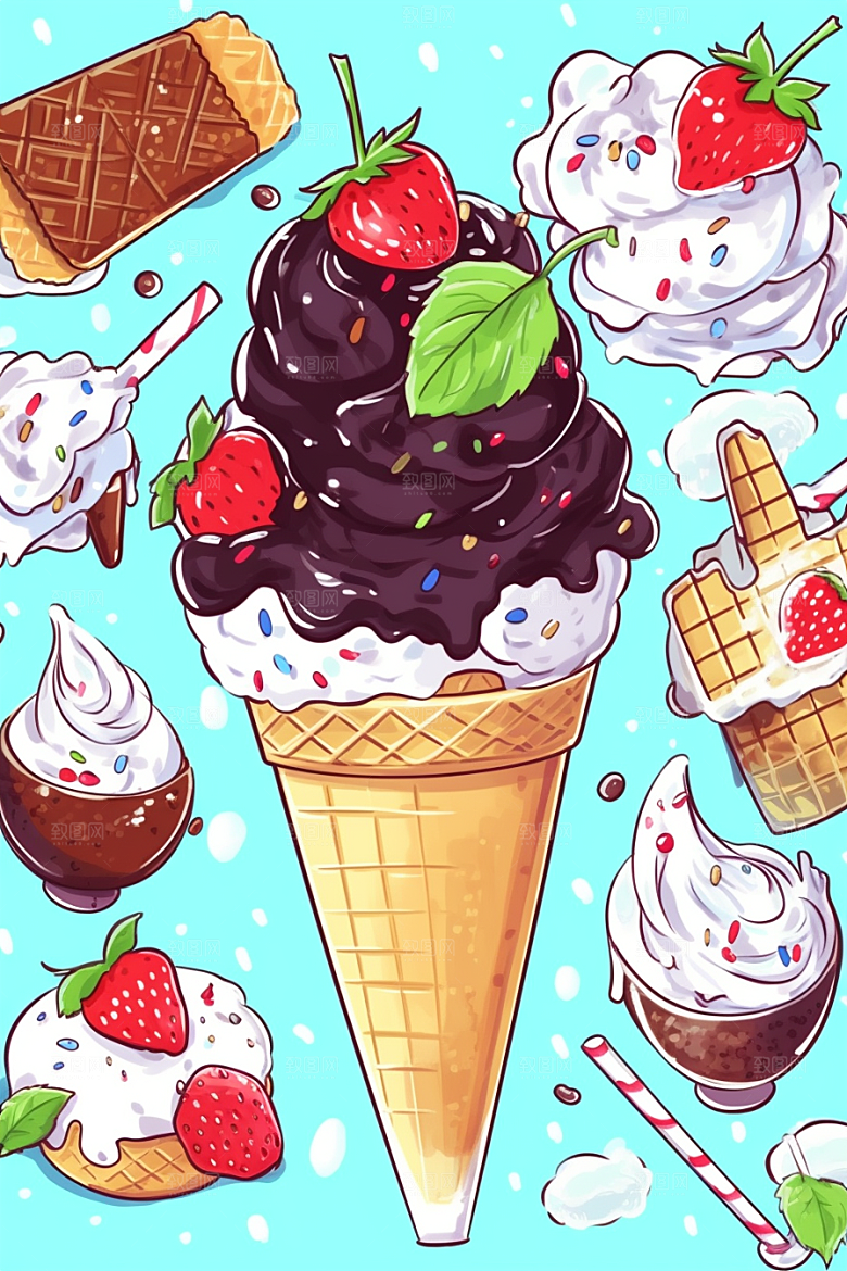 冰淇淋涂鸦贴画贴纸