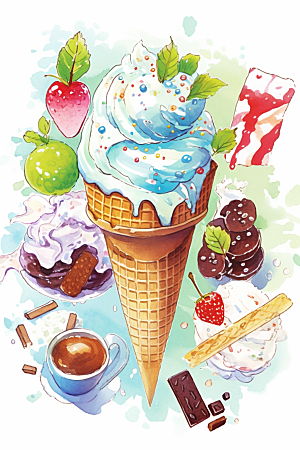 冰淇淋艺术文具贴纸