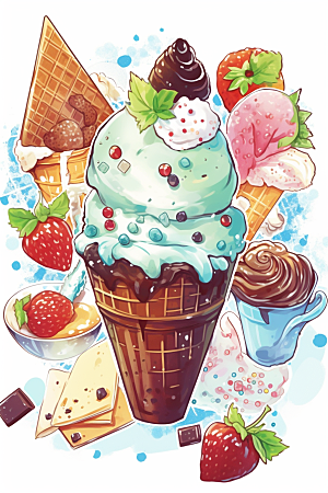 冰淇淋可爱艺术贴纸