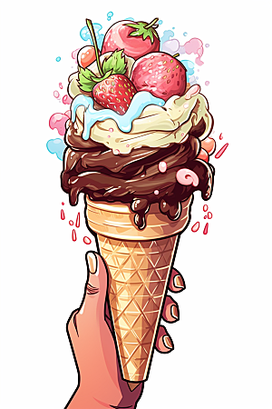 冰淇淋可爱卡通风格贴纸