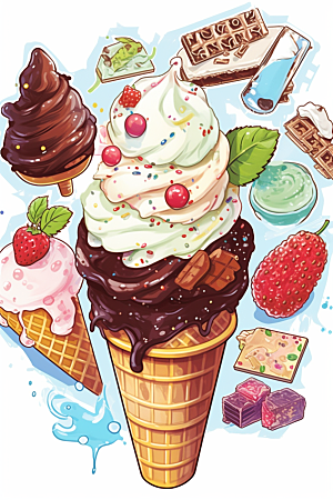 冰淇淋可爱冷饮贴纸