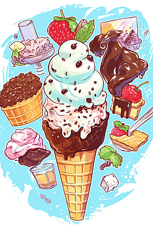 冰淇淋冷饮可爱贴纸
