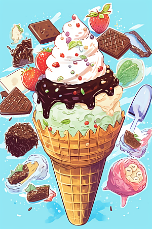 冰淇淋艺术甜品贴纸