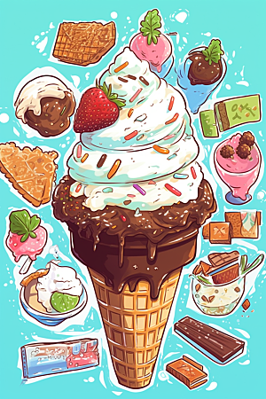 冰淇淋甜品文具贴纸
