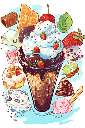 冰淇淋贴画涂鸦贴纸